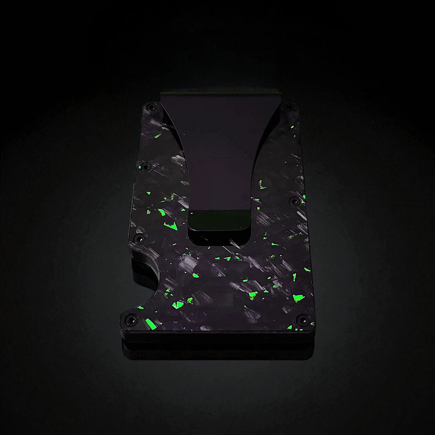 Green Forged Carbon Card Holder