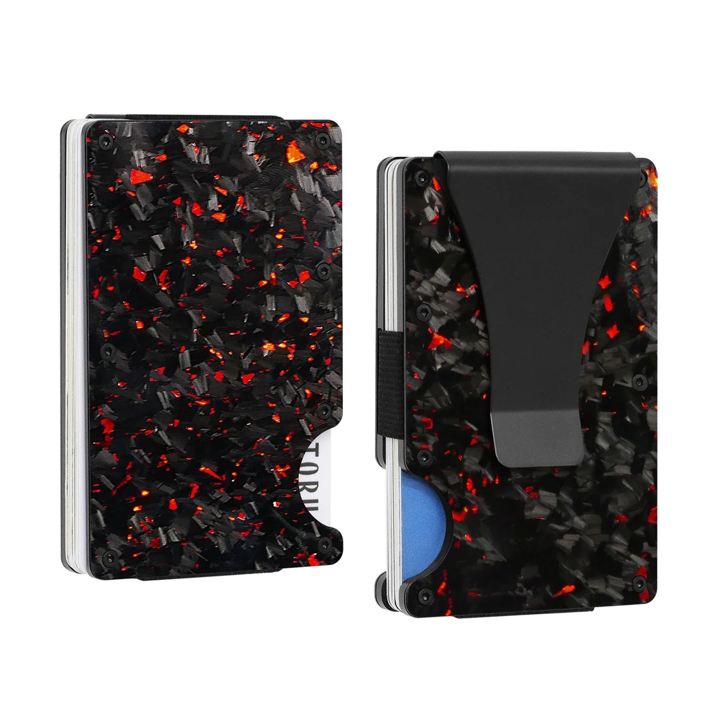 Red Forged Carbon Card Holder