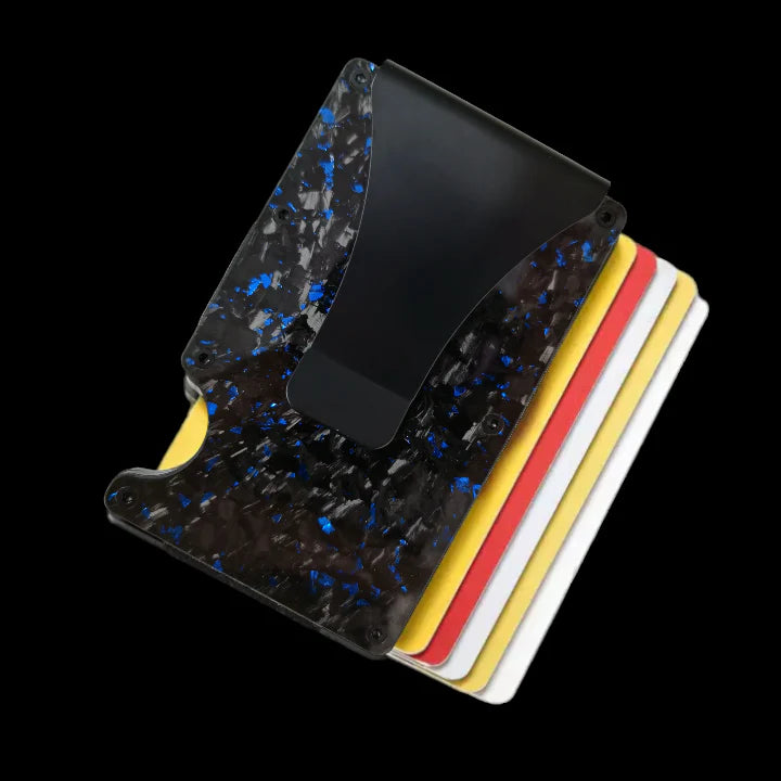 Blue Forged Carbon Card Holder